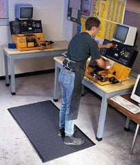 Wearwell - 60' Long x 4' Wide, Dry Environment, Anti-Fatigue Matting - Black, Vinyl with Vinyl Sponge Base, Rounded on 4 Sides - Eagle Tool & Supply