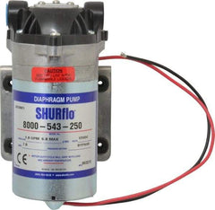 Pentair - 1/10 HP, 3/8 Inlet Size, 3/8 Outlet Size, ByPass, Diaphragm Spray Pump - 12 Input Voltage, Polypropylene, 1.40 Max GPM - Eagle Tool & Supply