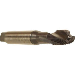 Emuge - M3x0.50 Metric 2 Flute 6HX Modified Bottoming Spiral Flute Tap - Cobalt, TiCN Finish, 56mm OAL, Right Hand Flute, Right Hand Thread, Series Rekord D - Eagle Tool & Supply