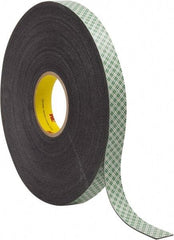 3M - 1" x 36 Yd Acrylic Adhesive Double Sided Tape - 1/16" Thick, Black, Urethane Foam Liner, Continuous Roll, Series 4056 - Eagle Tool & Supply