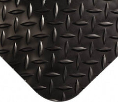 Wearwell - 9' Long x 4' Wide, Dry Environment, Anti-Fatigue Matting - Black, Vinyl with Nitrile Blend Base, Beveled on 4 Sides - Eagle Tool & Supply