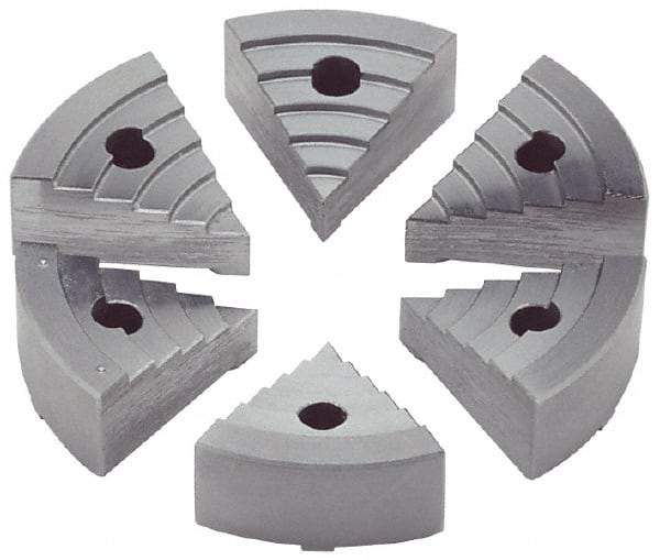 Value Collection - 6" Chuck Capacity, JF Attachment, Round Soft Lathe Chuck Jaw - 8 Jaws, Steel, 60mm Long x 18.4mm High - Eagle Tool & Supply