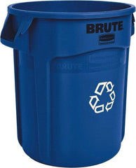 Rubbermaid - 32 Gal Blue Round Recycling Container - Polyethylene, 27-1/4" High - Eagle Tool & Supply