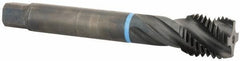 Emuge - M30x3.50 Metric Coarse 4 Flute 6H Modified Bottoming Spiral Flute Tap - Cobalt, Oxide Finish, 7.087" OAL, Right Hand Flute, Right Hand Thread, Series Enorm-VA - Eagle Tool & Supply