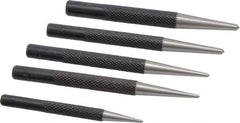General - 5 Piece, 1/16 to 5/32", Center Punch Set - Round Shank, Comes in Vinyl Case - Eagle Tool & Supply