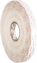 3M - 2" x 36 Yd Acrylic Adhesive Double Sided Tape - 45 mil Thick, White, Foam Liner - Eagle Tool & Supply