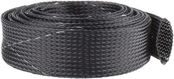 Techflex - Black/White Braided Expandable Cable Sleeve - 10' Coil Length, -103 to 257°F - Eagle Tool & Supply