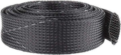 Techflex - Black/White Braided Expandable Cable Sleeve - 10' Coil Length, -103 to 257°F - Eagle Tool & Supply