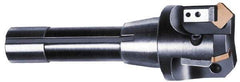 APT - 15° Lead Angle, 2-1/2" Max Cut Diam, 2-1/2" Min Cut Diam, 0.4063" Max Depth of Cut, Indexable Chamfer and Angle End Mill - 5 Inserts, SPG, SPU Insert Style, 3" OAL, Straight Shank - Eagle Tool & Supply