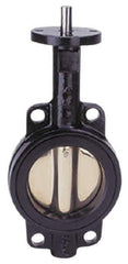 Apollo - 12" Pipe, Wafer Butterfly Valve - Bare Stem Handle, Cast Iron Body, Buna-N Seat, 200 WOG, PTFE Disc, Stainless Steel Stem - Eagle Tool & Supply