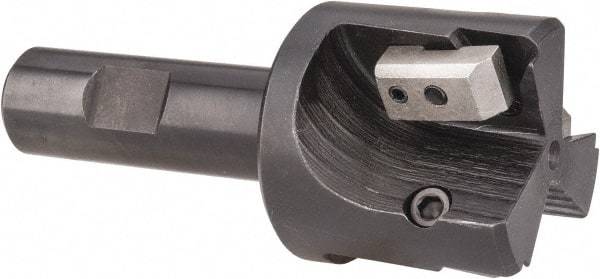 APT - 1-3/4" Cut Diam, 0.65" Max Depth of Cut, 3/4" Shank Diam, 3-7/8" OAL, Indexable Square Shoulder End Mill - TPC 32..., TPG 32., TPU 32. Inserts, Weldon Shank, 90° Lead Angle, Series Tri-Dex - Eagle Tool & Supply