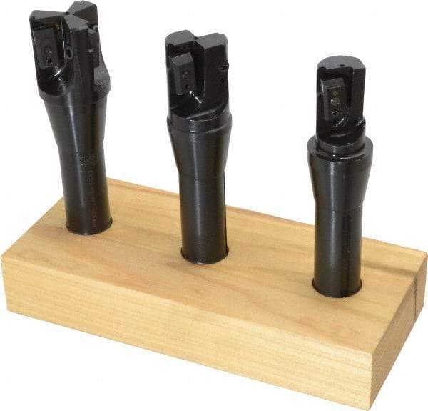 APT - 1 to 1-1/2" Cutting Diam, 3/4" Shank Diam, R8 Shank, Indexable Tridex End Mill Set - EM Carbide Toolholder, Series Tri-Dex - Eagle Tool & Supply