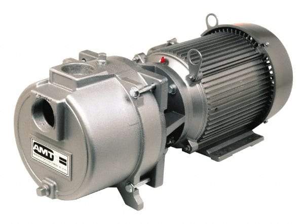 American Machine & Tool - 230 Volt, 16 Amp, 1 Phase, 3 HP, Self Priming Sewage Trash Pump - 56J Frame, 2 Inch Inlet, TEFC Motor, Cast Iron Housing, Stainless Steel Impeller, Buna N Seal - Eagle Tool & Supply