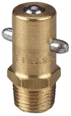 Alemite - Straight Head Angle, 1/8 PTF Brass Pin-Style Grease Fitting - 7/16" Hex, 31/32" Overall Height, 17/64" Shank Length, 3,000 Operating psi, Zinc Plated Finish - Eagle Tool & Supply
