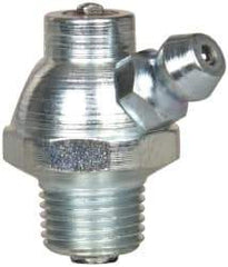 Alemite - 60° Head Angle, 1/8 PTF PVC Shut-Off Grease Fitting - 5/8" Hex, 1" Overall Height, 17/64" Shank Length, Zinc Plated Finish - Eagle Tool & Supply