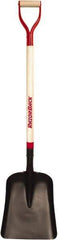 Razor-Back - 14-1/2" High x 11-1/2" Wide Square Steel Scoop - 34" Long Wood D-Grip Handle, No Step - Eagle Tool & Supply