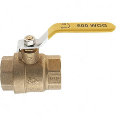 Value Collection - 1-1/4" Pipe, Brass Full Port Ball Valve - 2 Piece, NPT Ends, Lever Handle, 600 WOG, 150 WSP - Eagle Tool & Supply