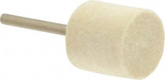 Value Collection - 3/4" Diam, 1/8" Shank Diam, Cylinder Shaped Mounted Bob - Medium Density, 3/4" Head Length, Wool Felt - Eagle Tool & Supply