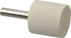 Value Collection - 1" Diam, 1/4" Shank Diam, Cylinder Shaped Mounted Bob - Rock Hard Density, 1" Head Length, Wool Felt - Eagle Tool & Supply