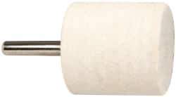 Value Collection - 1-1/2" Diam, 1/4" Shank Diam, Cylinder Shaped Mounted Bob - Medium Density, 1-1/2" Head Length, Wool Felt - Eagle Tool & Supply