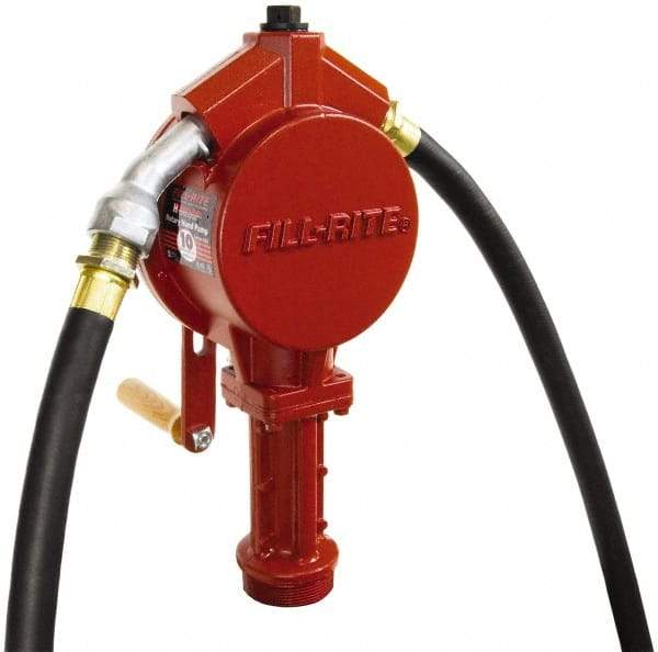Tuthill - 3/4" Outlet, Cast Aluminum Hand Operated Rotary Pump - 12.8 oz per Stroke, 24" OAL, For Gasoline, Diesel Fuel, Lightweight Oil & Kerosene - Eagle Tool & Supply