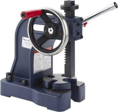 Palmgren - 1" Ram, 4" Throat Depth, 1 Ton Manual Arbor Press - 5-1/2" Max Work Height x 8" Max Work Width, Single Leverage, 5" Base Width x 10-1/2" Base Depth - Eagle Tool & Supply