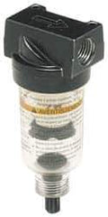 Wilkerson - 1/4" Port Coalescing Filter - Polycarbonate Bowl, Piston Drain, 150 Max psi, 1.69" Wide x 4.26" High - Eagle Tool & Supply