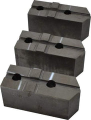 Abbott Workholding Products - 15 to 18" Chuck Capacity, Tongue & Groove Attachment, Square Soft Lathe Chuck Jaw - 3 Jaws, Steel, 3" Btw Mount Hole Ctrs, 6-1/2" Long x 2-1/2" Wide x 3" High, 1/2" Groove, 3/4" Fastener - Eagle Tool & Supply