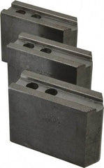 Abbott Workholding Products - 8" & Up Chuck Capacity, 1/16" x 90 Serrated Attachment, Square Soft Lathe Chuck Jaw - 3 Jaws, Steel, 29/32" Btw Mount Hole Ctrs, 4" Long x 1-1/2" Wide x 3" High, 0.669" Groove, 0.4724" & 12mm Fastener - Eagle Tool & Supply