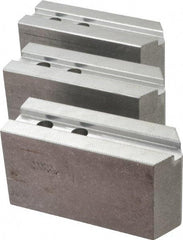 Abbott Workholding Products - 10" & Up Chuck Capacity, 1.5mm x 60° Serrated Attachment, Square Soft Lathe Chuck Jaw - 3 Jaws, Aluminum, 1.1811" Btw Mount Hole Ctrs, 5-1/2" Long x 2" Wide x 3" High, 0.6299" Groove, 0.4724" & 12mm Fastener - Eagle Tool & Supply