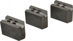 Abbott Workholding Products - 4" & Up Chuck Capacity, 1.5mm x 60° Serrated Attachment, Square Soft Lathe Chuck Jaw - 3 Jaws, Steel, 0.5512" Btw Mount Hole Ctrs, 2" Long x 1" Wide x 1-1/2" High, 0.3937" Groove, 0.315" & 8mm Fastener - Eagle Tool & Supply