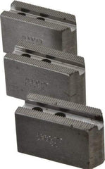 Abbott Workholding Products - 5" & Up Chuck Capacity, 1.5mm x 60° Serrated Attachment, Square Soft Lathe Chuck Jaw - 3 Jaws, Steel, 0.7087" Btw Mount Hole Ctrs, 2-1/2" Long x 1" Wide x 1-1/2" High, 0.3937" Groove, 0.315" & 8mm Fastener - Eagle Tool & Supply