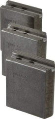 Abbott Workholding Products - 5" & Up Chuck Capacity, 1.5mm x 60° Serrated Attachment, Square Soft Lathe Chuck Jaw - 3 Jaws, Steel, 0.7087" Btw Mount Hole Ctrs, 2-1/2" Long x 1" Wide x 3" High, 0.3937" Groove, 0.315" & 8mm Fastener - Eagle Tool & Supply