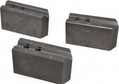 Abbott Workholding Products - 10" & Up Chuck Capacity, 1.5mm x 60° Serrated Attachment, Square Soft Lathe Chuck Jaw - 3 Jaws, Steel, 1.1811" Btw Mount Hole Ctrs, 5-1/2" Long x 2" Wide x 3" High, 0.6299" Groove, 0.4724" & 12mm Fastener - Eagle Tool & Supply