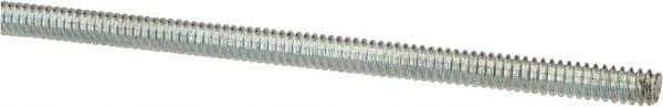 Value Collection - #6-32 UNC (Coarse), 3' Long, Low Carbon Steel Threaded Rod - Zinc-Plated Finish, Right Hand Thread - Eagle Tool & Supply