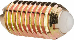Vlier - M10x1.5, 6mm Ball Diam, 19mm Body Length, 2.01mm Max Ball Reach, Threaded Ball Plunger - Steel Body, Nylon Ball, 13.49 Lb Initial End Force, 20.23 Lb Final End Force - Eagle Tool & Supply