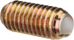 Vlier - M6x1.0, 3.5mm Ball Diam, 14mm Body Length, 1mm Max Ball Reach, Threaded Ball Plunger - Steel Body, Nylon Ball, 6.29 Lb Initial End Force, 9 Lb Final End Force - Eagle Tool & Supply