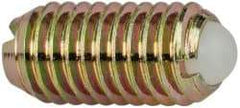 Vlier - M8x1.25, 5mm Ball Diam, 16mm Body Length, 1.5mm Max Ball Reach, Threaded Ball Plunger - Steel Body, Nylon Ball, 9 Lb Initial End Force, 13.49 Lb Final End Force - Eagle Tool & Supply