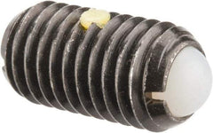 Vlier - M12x1.75, 8mm Ball Diam, 22mm Body Length, 2.5mm Max Ball Reach, Threaded Ball Plunger - Steel Body, Nylon Ball, 6.75 Lb Initial End Force, 12.36 Lb Final End Force, Locking Element - Eagle Tool & Supply