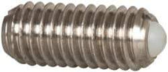 Vlier - M6x1.0, 3.5mm Ball Diam, 14mm Body Length, 1mm Max Ball Reach, Threaded Ball Plunger - Stainless Steel Body, Nylon Ball, 6.29 Lb Initial End Force, 9 Lb Final End Force - Eagle Tool & Supply
