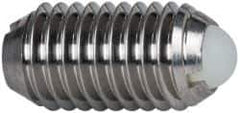 Vlier - M10x1.5, 6mm Ball Diam, 19mm Body Length, 2.01mm Max Ball Reach, Threaded Ball Plunger - Stainless Steel Body, Nylon Ball, 1.8 Lb Initial End Force, 3.37 Lb Final End Force - Eagle Tool & Supply