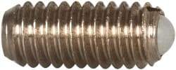 Vlier - M4x0.7, 2.5mm Ball Diam, 9mm Body Length, 0.81mm Max Ball Reach, Threaded Ball Plunger - Stainless Steel Body, Nylon Ball, 0.9 Lb Initial End Force, 2.25 Lb Final End Force, Locking Element - Eagle Tool & Supply
