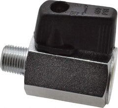 Value Collection - 1/8" Pipe, Brass Miniature Ball Valve - Inline - One Way Flow, MNPT x FNPT Ends, Wedge Handle, 450 WOG - Eagle Tool & Supply