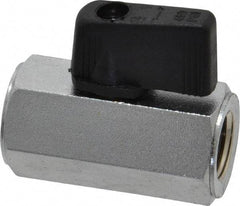 Value Collection - 1/4" Pipe, Brass Miniature Ball Valve - Inline - One Way Flow, FNPT x FNPT Ends, Wedge Handle, 450 WOG - Eagle Tool & Supply
