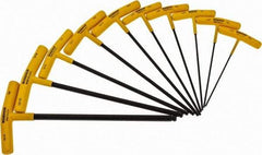 Bondhus - 10 Piece T-Handle Ball End Hex Key Set - Hex Range 3/32 to 3/8", Alloy Steel - Eagle Tool & Supply