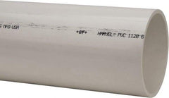 Made in USA - 6" Pipe, 5' Long PVC Unthreaded Plastic Pipe Nipple - 180 Max psi, 6.03" ID x 6-5/8" OD, Schedule 40, White - Eagle Tool & Supply