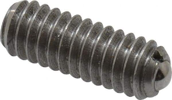 Vlier - 8-32, 0.094" Ball Diam, 0.445" Body Length, 0.025" Max Ball Reach, Threaded Ball Plunger - Stainless Steel Body, Stainless Steel Ball, 0.5 Lb Initial End Force, 1.25 Lb Final End Force - Eagle Tool & Supply