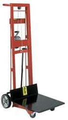 Wesco Industrial Products - 750 Lb Capacity, 54" Lift Height, Winch Platform Base Manually Operated Lift - 54" Minimum Operating Height - Eagle Tool & Supply