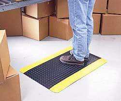 Wearwell - 75' Long x 3' Wide, Dry Environment, Anti-Fatigue Matting - Black, Vinyl with Vinyl Sponge Base, Beveled on 4 Sides - Eagle Tool & Supply
