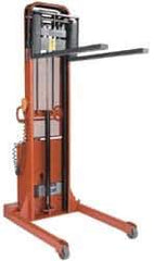 Wesco Industrial Products - 2,000 Lb Capacity, 86" Lift Height, Battery Operated Lift - 1-1/2" Lowered Height, 18" Load Center, 30" Fork Length, 36" Overall Width - Eagle Tool & Supply